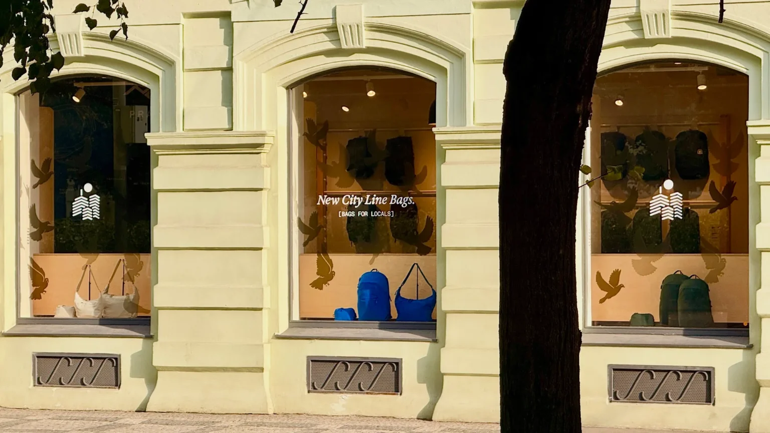 Výloha Peak Design Prague Store s batohy City Line